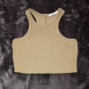 Army green crop top